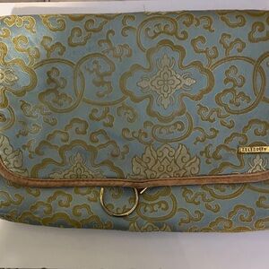 Vintage Celebrity Elegant Gold and Blue Cosmetic Bag